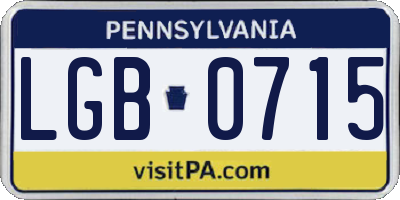 PA license plate LGB0715