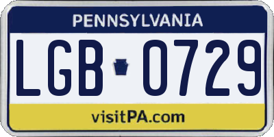 PA license plate LGB0729