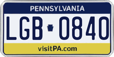 PA license plate LGB0840