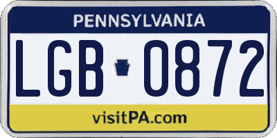PA license plate LGB0872
