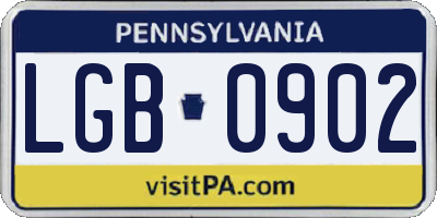 PA license plate LGB0902