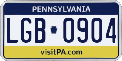 PA license plate LGB0904