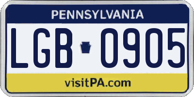 PA license plate LGB0905
