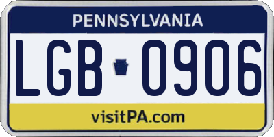 PA license plate LGB0906