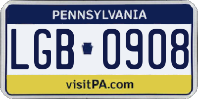 PA license plate LGB0908
