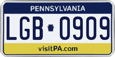 PA license plate LGB0909