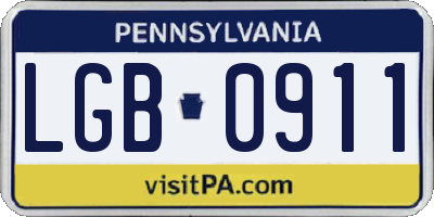 PA license plate LGB0911