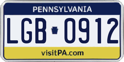 PA license plate LGB0912
