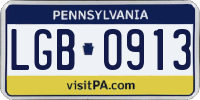 PA license plate LGB0913