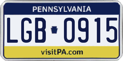 PA license plate LGB0915