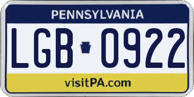 PA license plate LGB0922