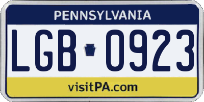 PA license plate LGB0923