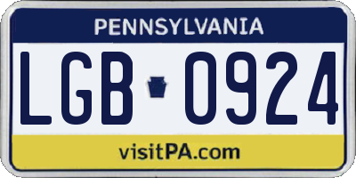 PA license plate LGB0924