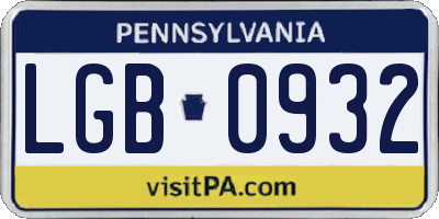 PA license plate LGB0932