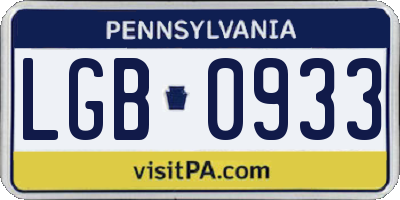 PA license plate LGB0933