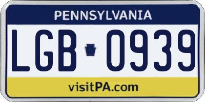 PA license plate LGB0939