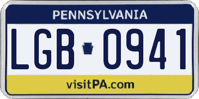 PA license plate LGB0941