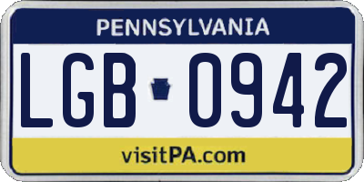 PA license plate LGB0942