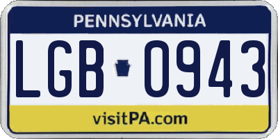 PA license plate LGB0943