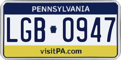 PA license plate LGB0947