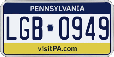 PA license plate LGB0949