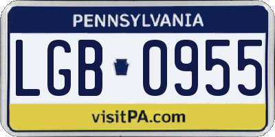 PA license plate LGB0955
