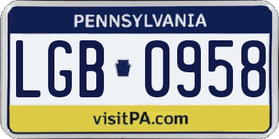 PA license plate LGB0958