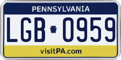 PA license plate LGB0959