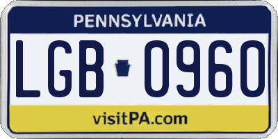 PA license plate LGB0960
