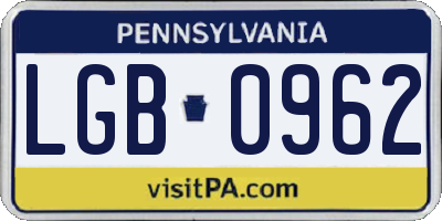 PA license plate LGB0962