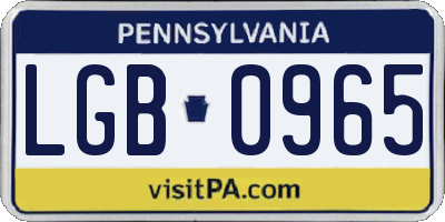 PA license plate LGB0965