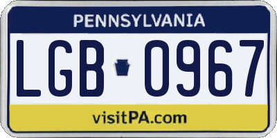 PA license plate LGB0967