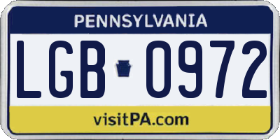 PA license plate LGB0972