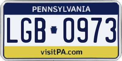 PA license plate LGB0973
