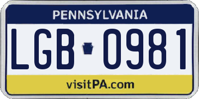 PA license plate LGB0981