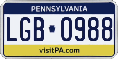 PA license plate LGB0988