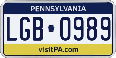 PA license plate LGB0989