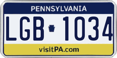 PA license plate LGB1034
