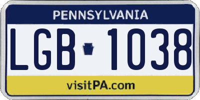 PA license plate LGB1038