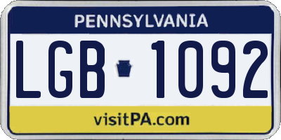 PA license plate LGB1092