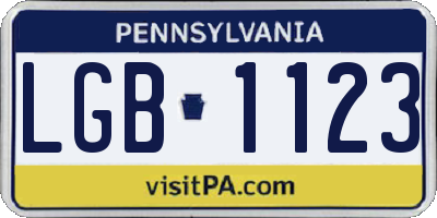 PA license plate LGB1123