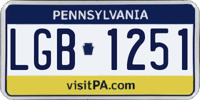 PA license plate LGB1251