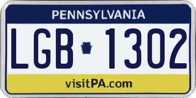 PA license plate LGB1302