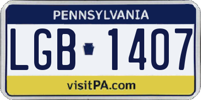 PA license plate LGB1407