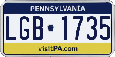 PA license plate LGB1735