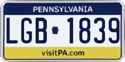 PA license plate LGB1839