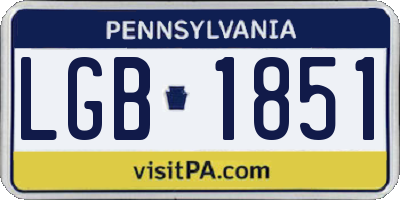 PA license plate LGB1851