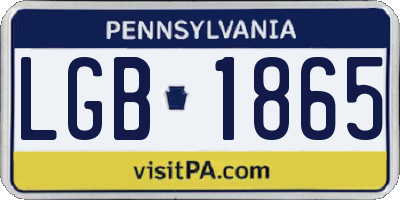 PA license plate LGB1865