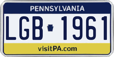 PA license plate LGB1961