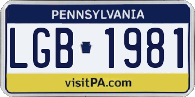 PA license plate LGB1981